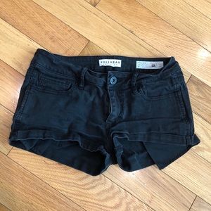 Black denim shorts